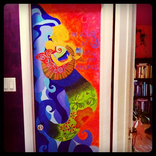 Bathroom door mural.