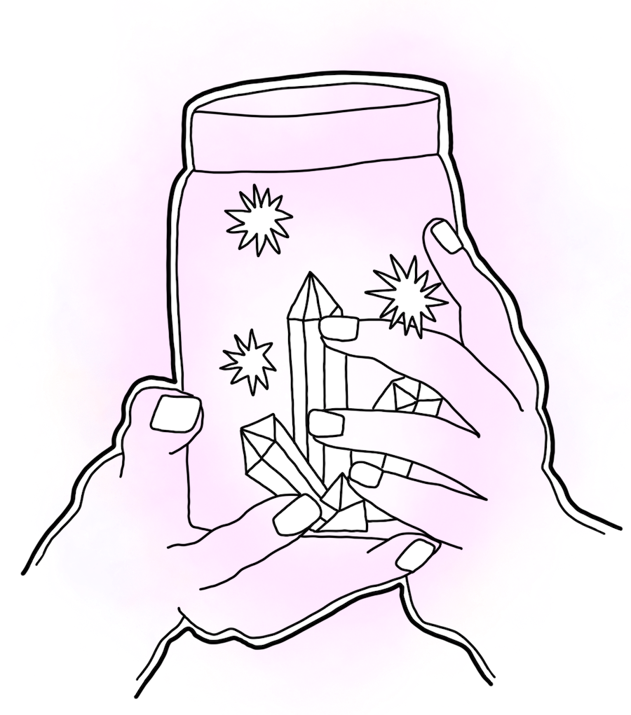 hands holding jar